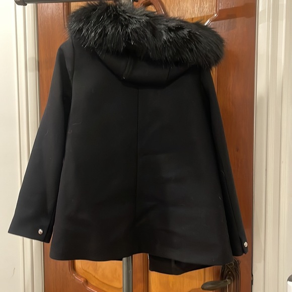 ZARA FUR HOODED BLACL JACKET WITH FRONT POCKETS - Picture 7 of 8